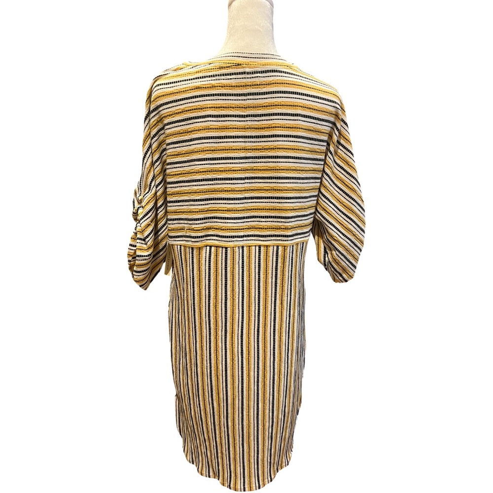 Max Studio Short Sleeve Striped Dress in Yellow and Black - Picture 2 of 6